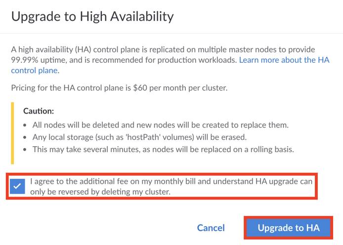 Kubernetes HA Cluster Enable. LKE HA cluster enable