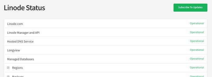 Subscribe to Linode status updates. Subscribe to Linode status updates.